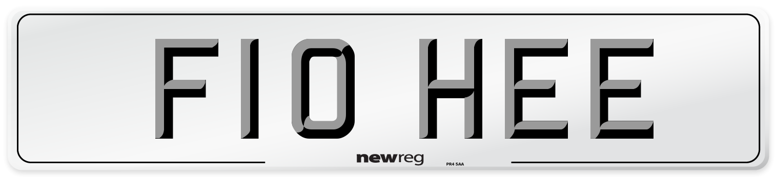 F10 HEE Number Plate from New Reg